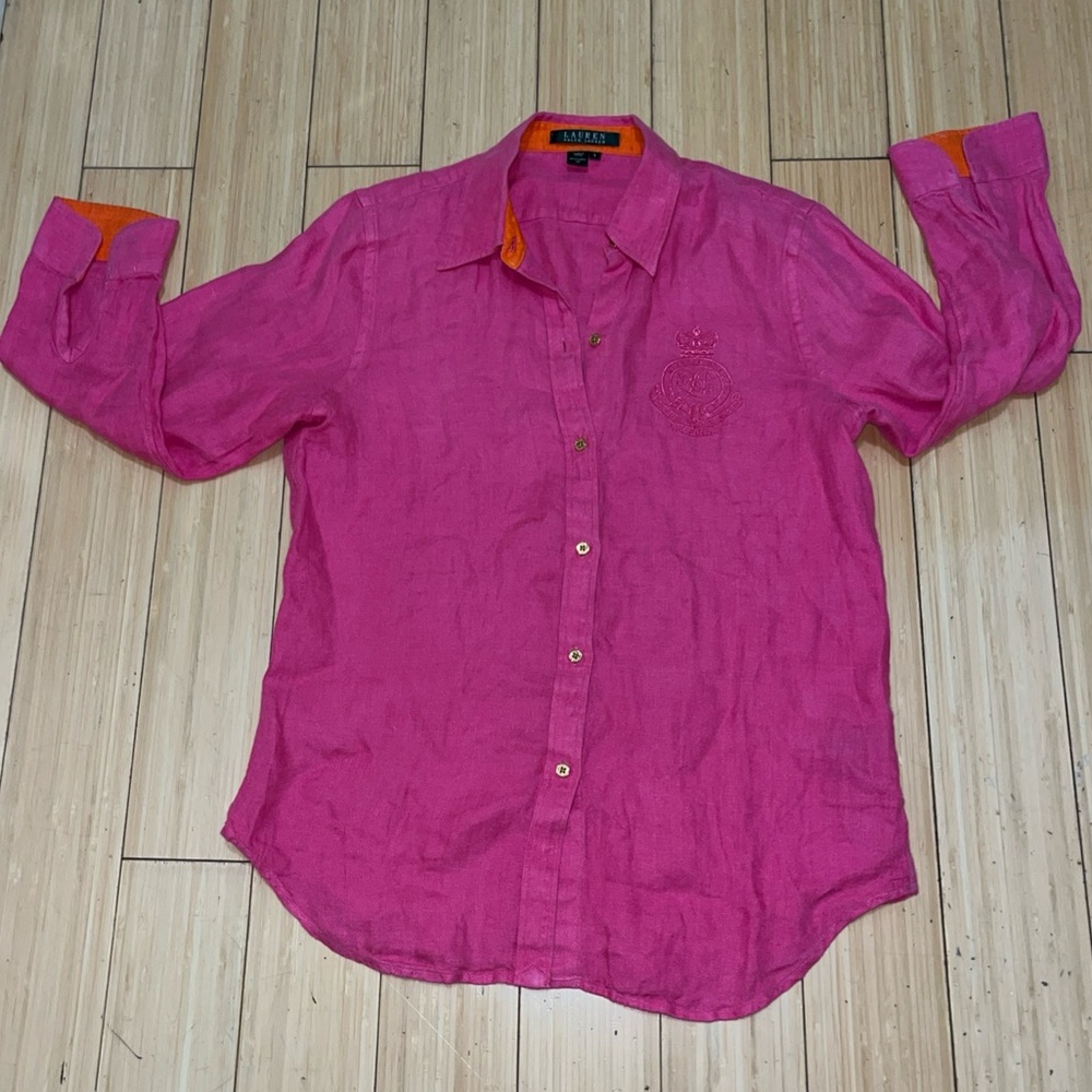 Ralph Lauren Fuchsia and Tangerine Button Down Shirt